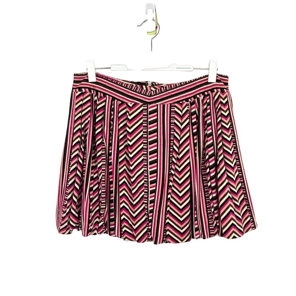 Plenty By Tracy Reese Skirt Women Large Berry Bubble Terra  Zigzag Knit Pleated